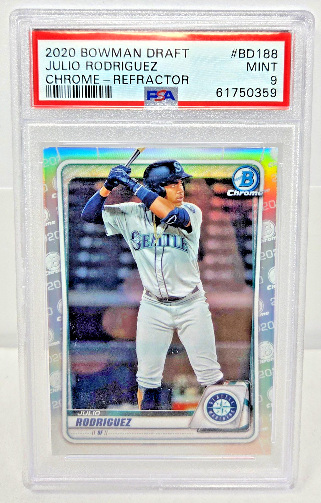 2020 BOWMAN JULIO RODRIGUEZ Refractor Rookie Card RC PSA 9 Mint