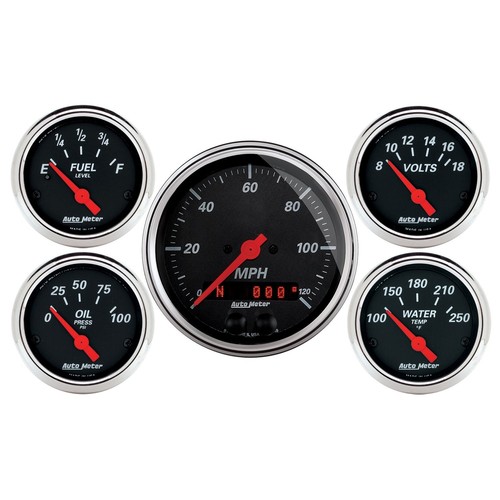 Auto Meter 1450 Designer Black 5-Gauge Kit - Picture 1 of 3