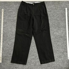 Tommy Hilfiger Chino Pants Mens Size 36 Black Pleated Cuffed Cotton Classic Fit