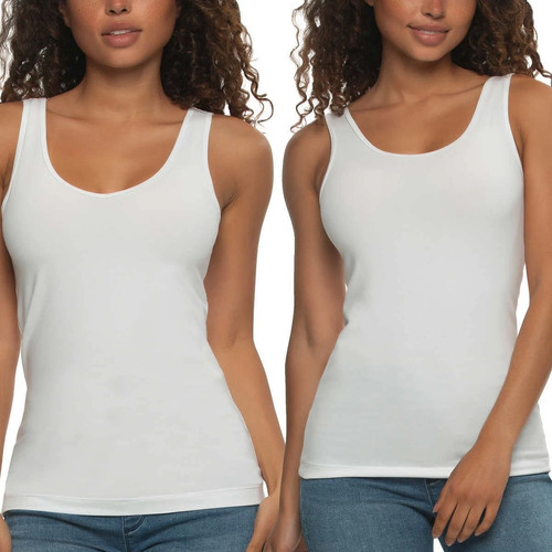 Felina Women's Reversible Seamless Cotton Tank Top ,4 Pack - Picture 29 of 40