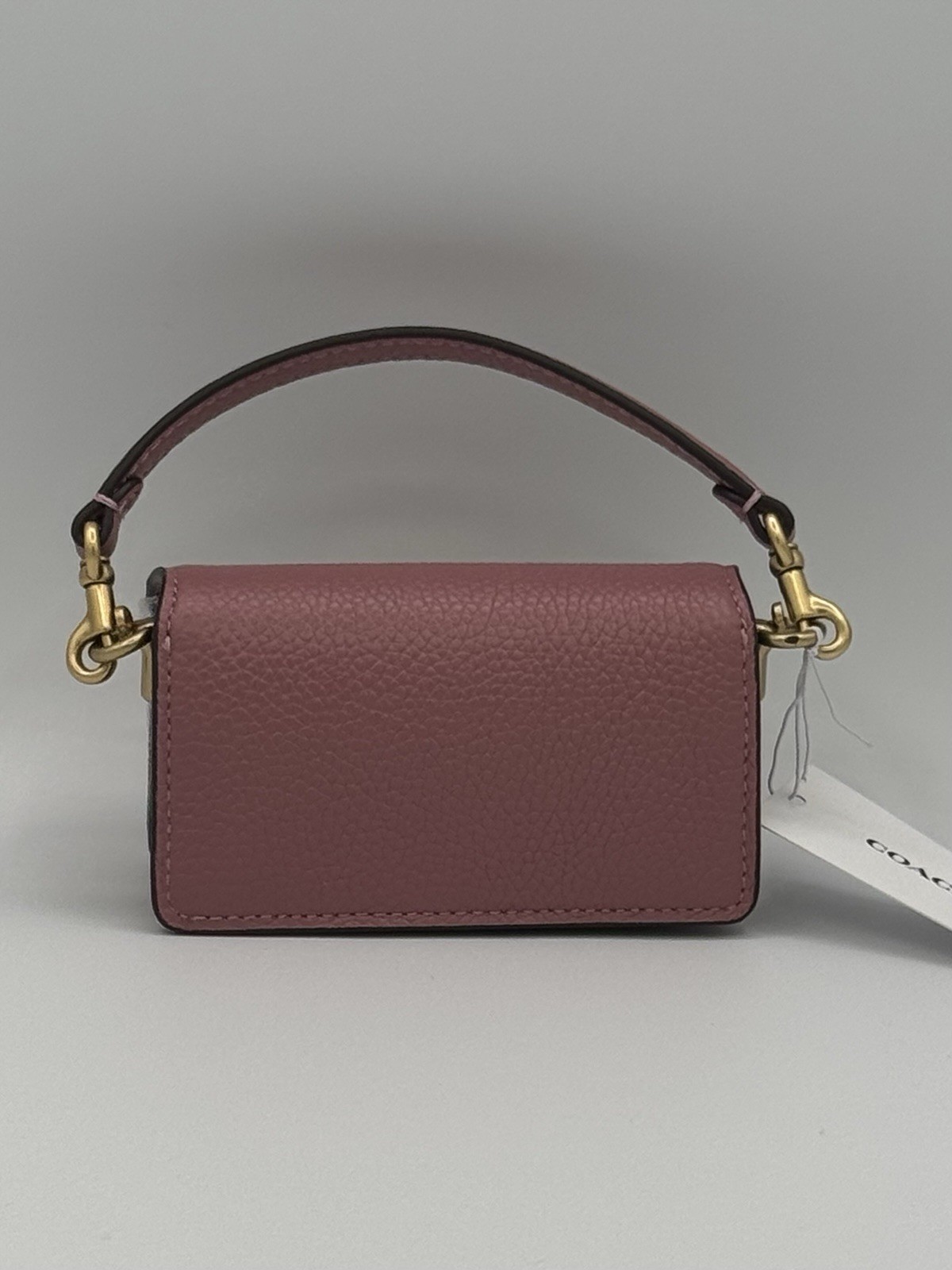 💞NEW Coach👛Tabby Bag Charm👛Pebble Leather✨Chain Strap✨Peony Pink CZZ00 thumbnail 4