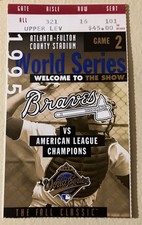 1995 World Series Game 2 Ticket - Cleveland Indians vs Atlanta Braves