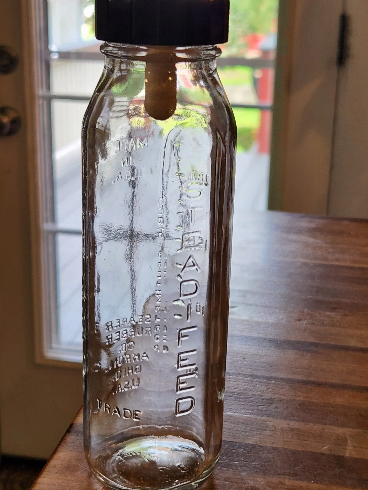 Steadifeed 8 Oz Glass Baby Bottle Vtg With Nipple Searer Rubber Company PROP