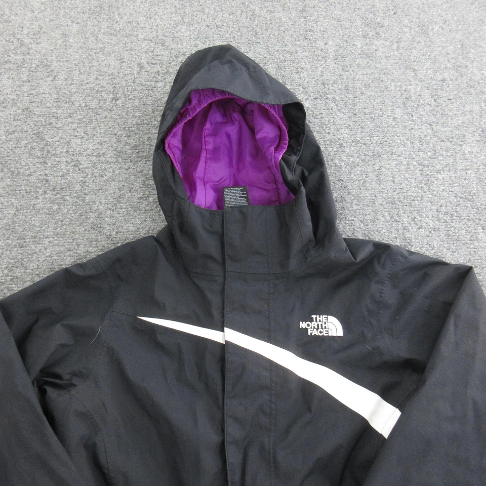 Chaqueta The North Face Niñas Pequeña 7/8 Negra Púrpura HyVent Abrigo para Nieve con Capucha Foto 3 de 4