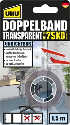 UHU Doppelband transparent, Extra starkes, transparentes doppelseitiges