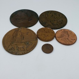 6 Piece Mixed Commemorative Medal Medallion Token Lot Bronze Tone Vintage