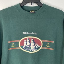 Vintage Made In USA Crewneck Sweater Williamsburg Colonial Miller Gold M/L