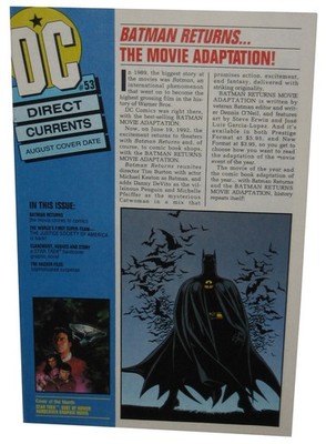 DC Comics Direct Current August 1992 Broschüre Buch Nr. 53