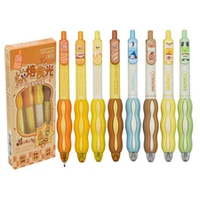 8 Pcs Kawaii Pea Pod pen Soft Cream Bread Grip Gel Pens – Animal & Baking The...