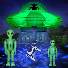 Alien Party Decorations 4.2FT Hanging Alien UFO Cow Abduction Inflatable with Co