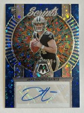 2023 Panini Mosaic Scripts Blue Disco RC Auto Jake Haener New Orleans Saints