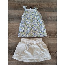 Baby Gap Cat Jack Girl's Outfit Set Floral Tank Top Skort Size XS 4/5 7