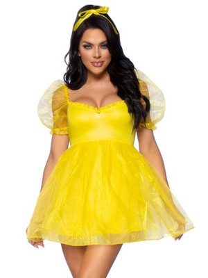 Frosted Organza Babydoll Dress, Yellow / Small