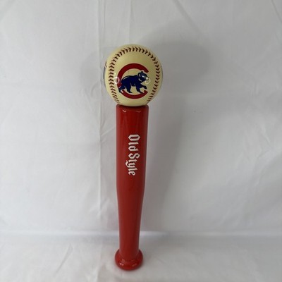 Heilemans Old Style Chicago Cubs Baseball Red Wooden Bat Beer Tap Handle