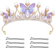 Crown Exquisite Princess with Pearls Butterfly Headband for Halloween Christmas