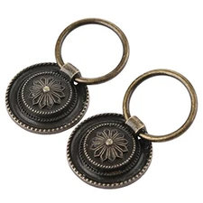  2Pcs Small Vintage Style Cabinet Drawer Handle Knob Ring Pull Antique Bronze