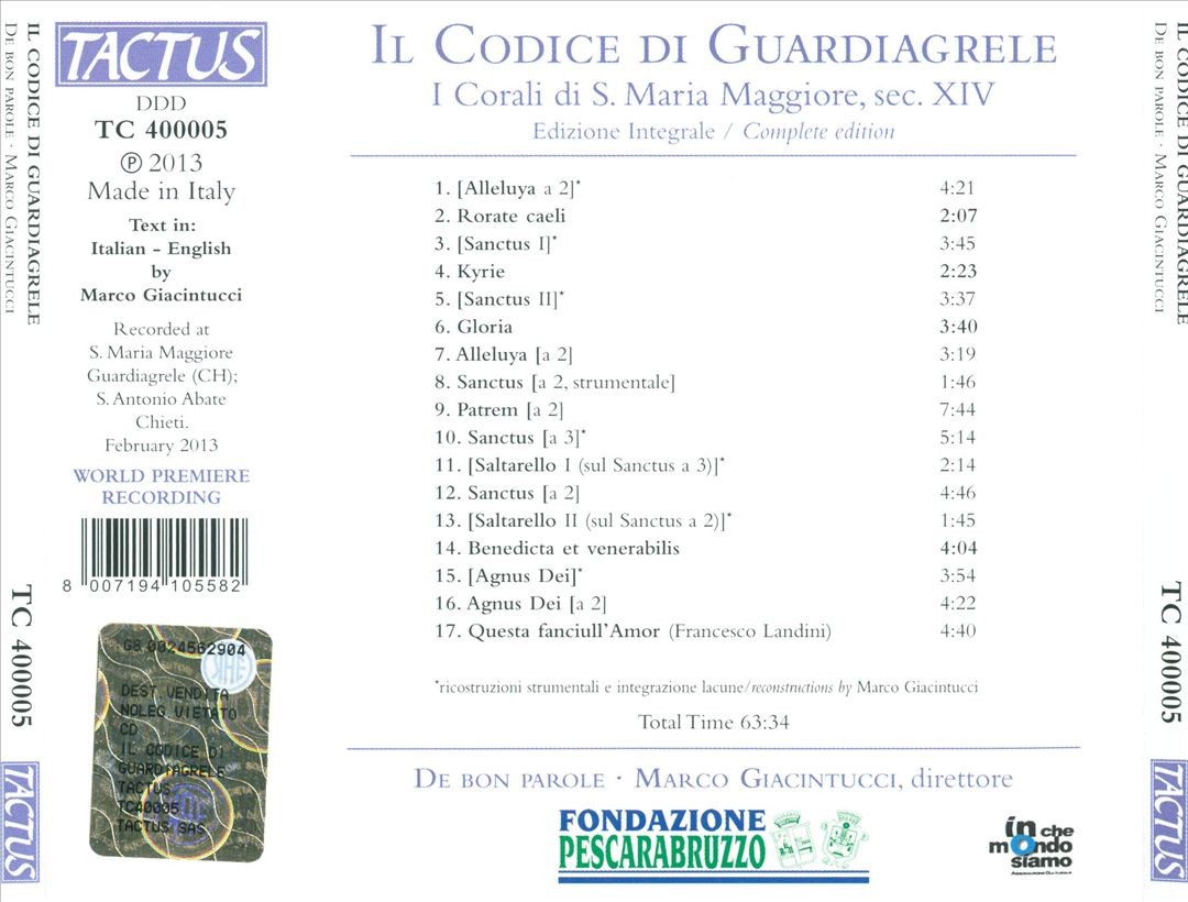 Ensemble De Bon Parole Il Codice Di Guardiagrele New Cd