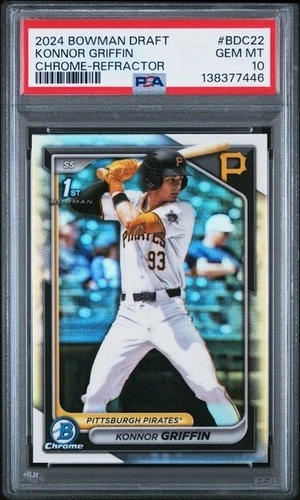 KONNOR GRIFFIN 2024 Bowman Chrome Draft #BDC-22 REFRACTOR SP 1st RC PSA 10 💎‼️