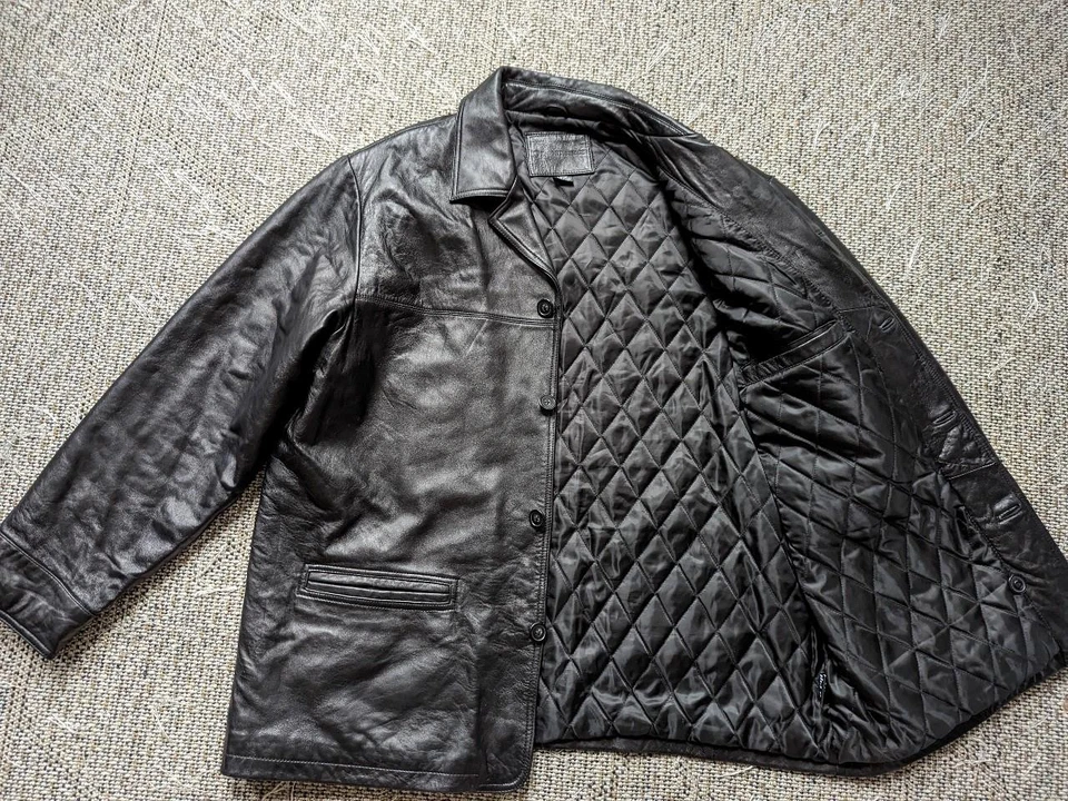 Abrigo negro vintage años 90 piel de cordero L (se adapta a XL) Y2K mantequilla suave MATRIX Foto 4 de 4