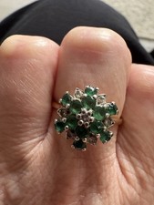 Emerald Cluster Vintage Gold Ring