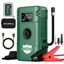 12V 7000A Portable Car Battery Jump Starter Kit with Air Compressor Green