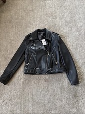 Forever 21 Faux Leather Biker Jacket with Asymmetrical Zipper Size S