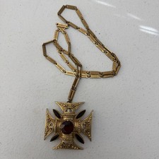 Florenza Maltese Cross Necklace With Amber Topaz
