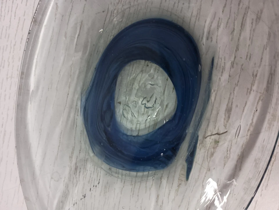 Jabonera ovalada de vidrio artístico soplado a mano vintage azul transparente decoración de baño 6,5"x4" Foto 2 de 4