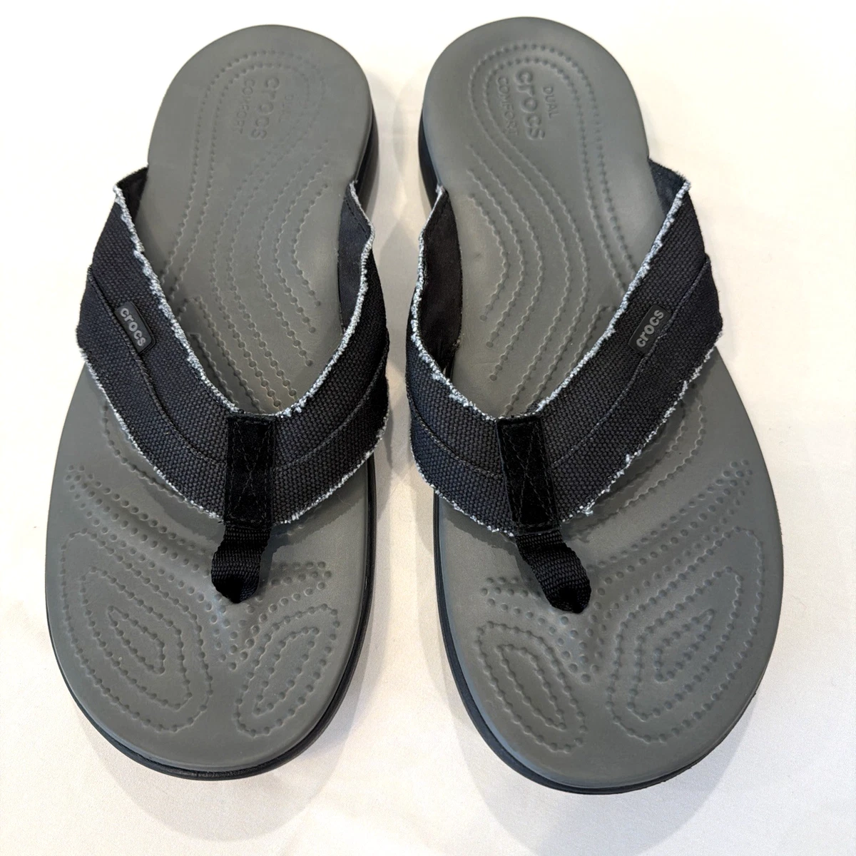Size 15 Crocs Santa Cruz Canvas Flip Flop Thong Black Grey Slip On Men Sandals Santa Cruz Flip-Flops Sandals for Men for sale | eBay main image 3