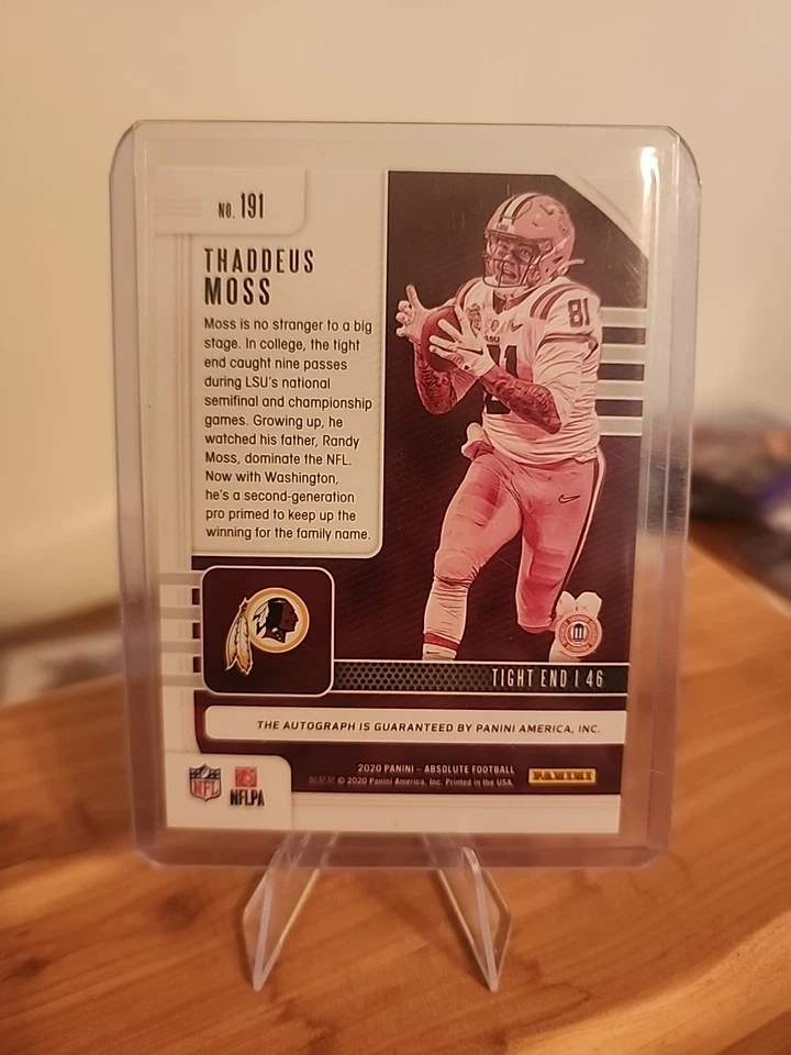 2020 Panini Absolute - Rookie Thaddeus Moss #191 Signatures (AU, RC) - Image 2 of 2