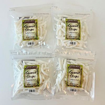 4 Packs Trader Joe's Dried Fruit Coconut Strips Lightly Sweetened 6 oz Each Pack