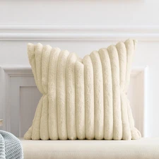 Pack of 1 Double-Sided Faux Fur Plush Decorative Throw Pillow Covers 18x18 Inche