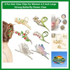 6 Pcs Hair Claw Clips for Women 4.3 Inch Large Strong Butterfly Flower Claw