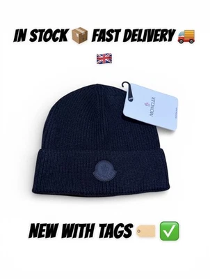 Moncler Black Beanie with Tags 🏷️ FREE DELIVERY SAME DAY DISPATCH 🚚 🇬🇧
