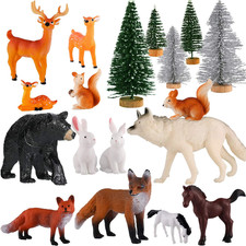 18 Piece Wild Forest Animals Figures Toys Set Assorted Creatures Forest Diorama