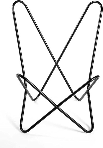 Brown Leather Accent Hand Stitch Leather Butterfly Chair With Iron Frame - Picture 6 of 7