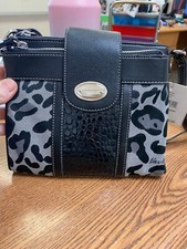 Nine West Cross Over Hand Bag Black/LEOPARD JACQUARD New with tag