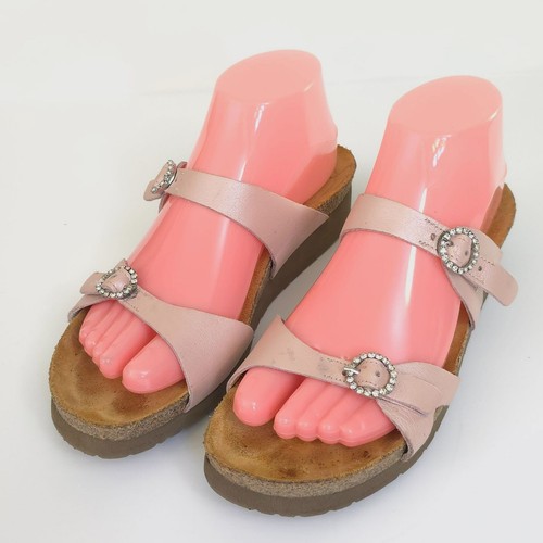 Naot Women's KATE Pink Pearl Double Strap Sandals Rhinestone Buckles 39/8