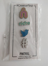 Pintrill #CreatorFirst OFICIAL TWITTER Pins Set de 4 - NUEVO Y SELLADO