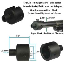 Ruger .22 Mark I,II, III  1/2x28 Thread Muzzle Adapter Thread Protector,Bull