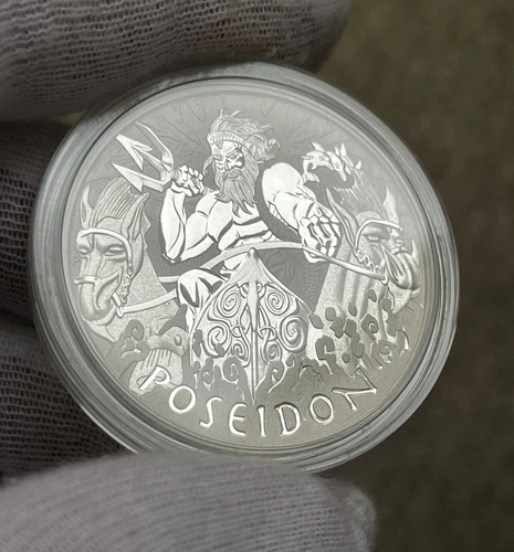 2021 Tuvalu Gods Of Olympus Poseidon 1 oz Silver Coin BU