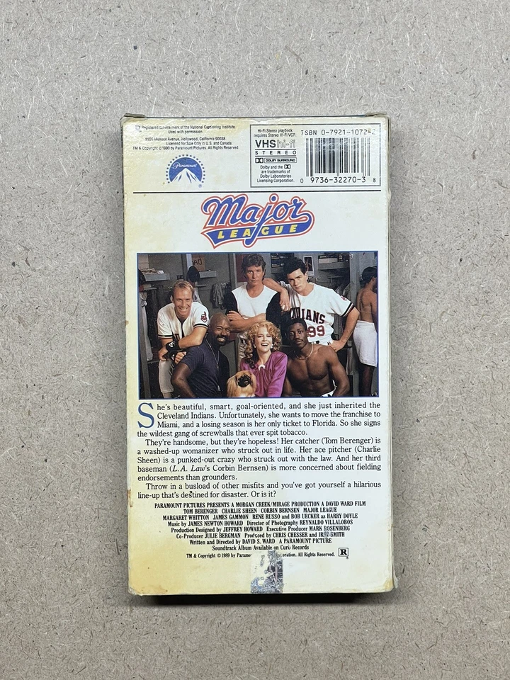 1989 Major League VHS Classic Vintage Movie Charlie Sheen Comedy Baseball - Image 2 of 3