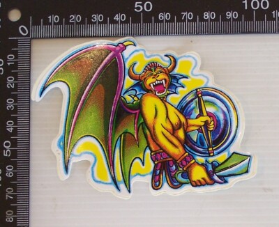 Demon Helmet Sticker VINTAGE DEVIL DEMON ILLUSTRATED NOVELTY BIKER TRUCKER TRUCK BIKE HELMET ...