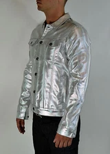 LIP SERVICE 24HRS GOTHIC TECHNO RAVE FESTIVAL SILVER FETISH FETISH COAT JACKET