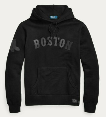 Polo Ralph Lauren Boston Red Sox MLB Double Black Ltd Ed Leather Hoodie Sweater