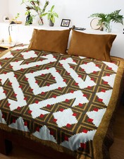 Earth Tone Log Cabin - Abstract Modern design - FINISHED QUILT
