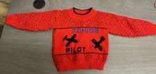 Park Bench Kids Red Sweater With Air Plane Design 3T