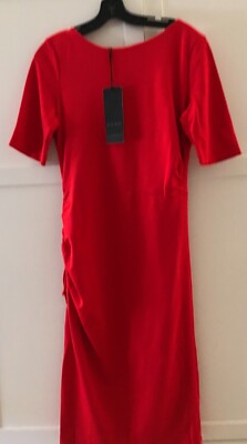 ESCADA women's  Short Sleeve Dress ~Size 38 ~Ruched Jersey Chic Red  $875