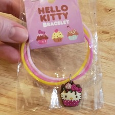 SALE Hello Kitty Jelly Bracelet with Cupcake Charm NWT pink and yellow