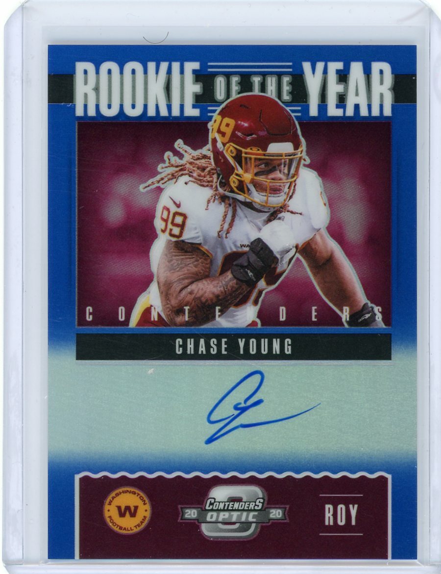 2020 Panini Contenders Optic Rookie Of The Year Blue Auto #ROY8 Chase Young /75